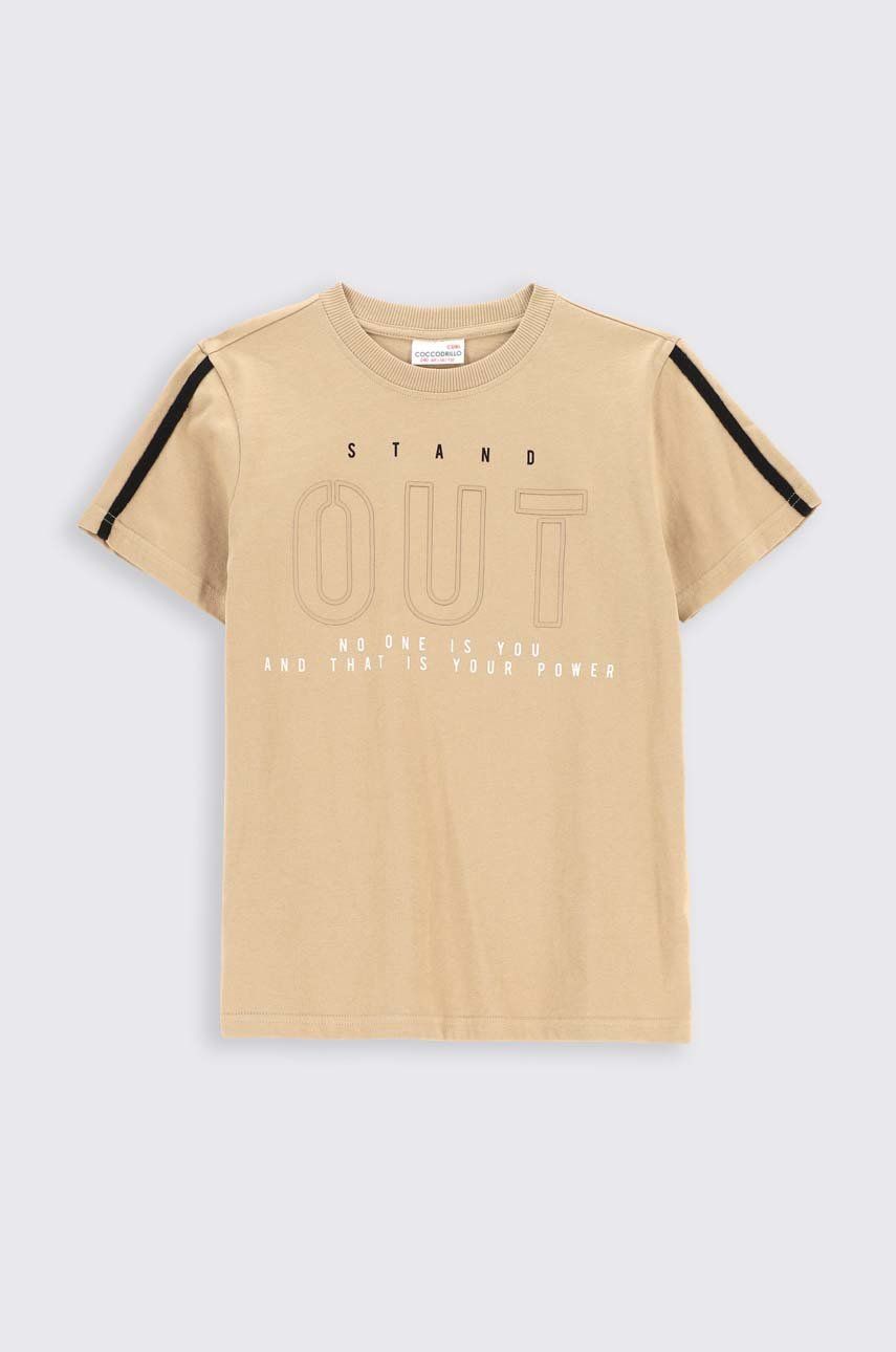 Coccodrillo tricou de bumbac pentru copii culoarea bej, cu imprimeu