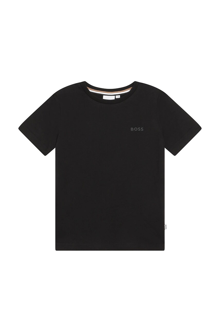 Boss tricou de bumbac pentru copii culoarea negru, neted