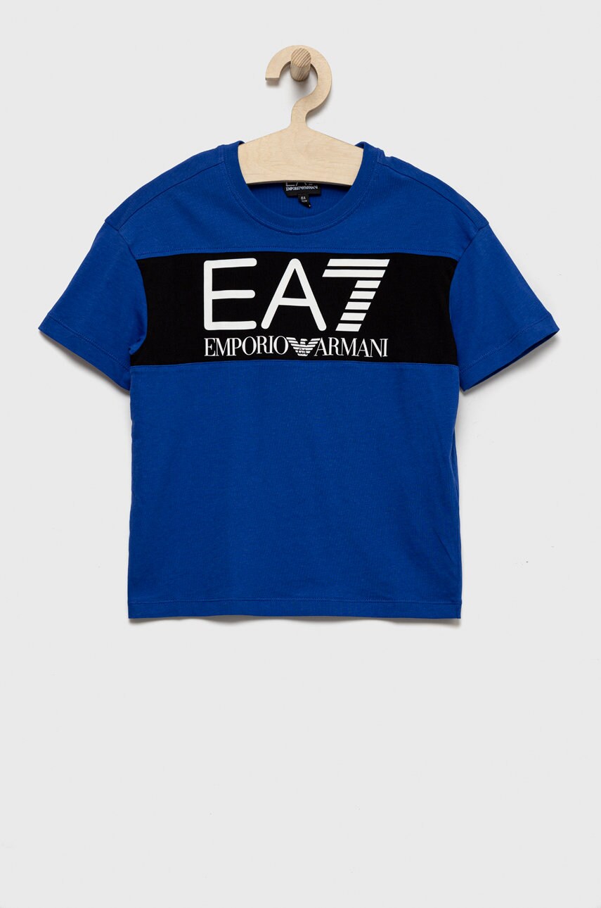 Ea7 emporio armani tricou de bumbac pentru copii cu imprimeu