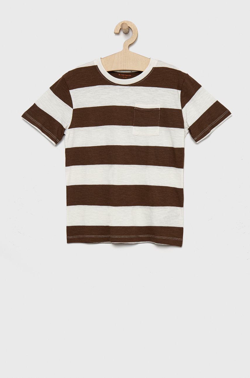 Tom Tailor tricou de bumbac pentru copii culoarea maro, modelator