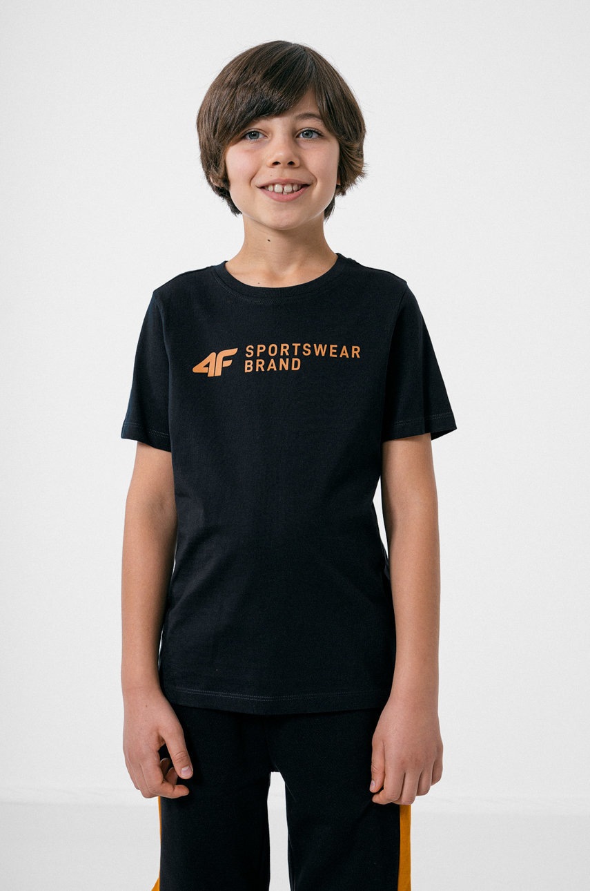 4f tricou copii culoarea albastru marin, cu imprimeu