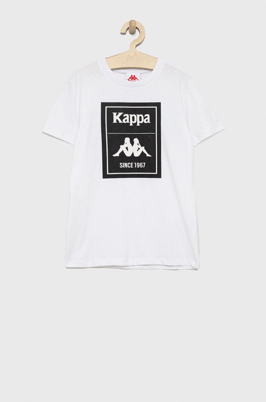 Kappa tricou de bumbac pentru copii culoarea alb, cu imprimeu