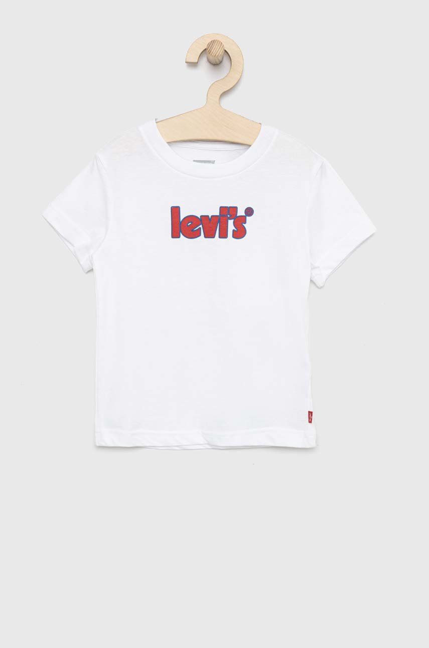 Dětské bavlněné tričko Levi′s bílá barva, s potiskem - bílá -  100% Bavlna