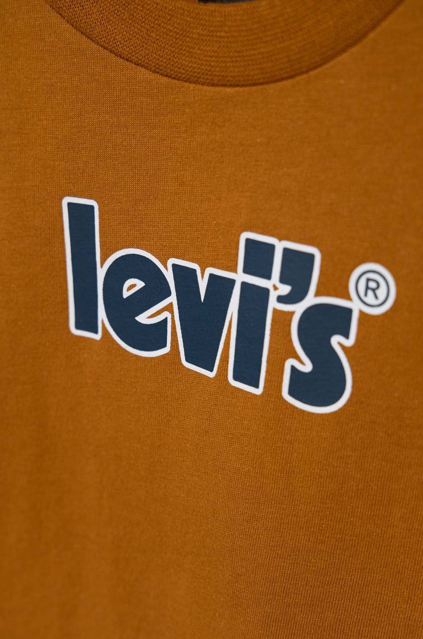 Levi's Tricou De Bumbac Pentru Copii Culoarea Maro, Cu Imprimeu