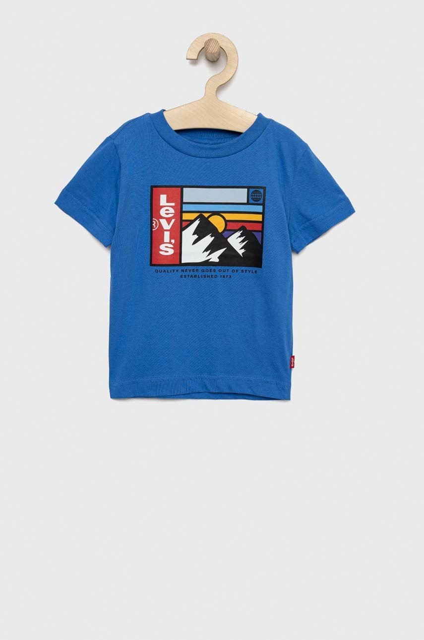 

Детска памучна тениска Levi's с принт, Син