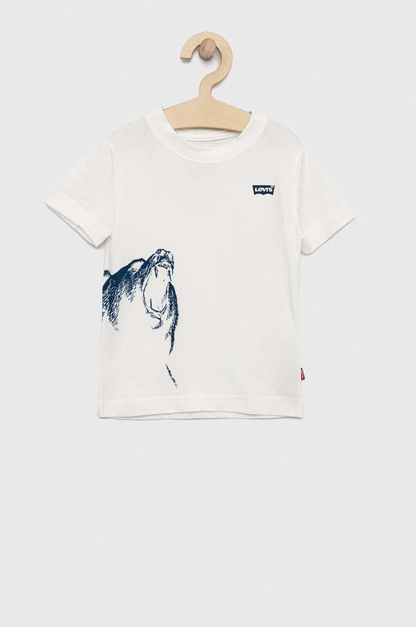 

Детска памучна тениска Levi's в бяло с принт, Бял