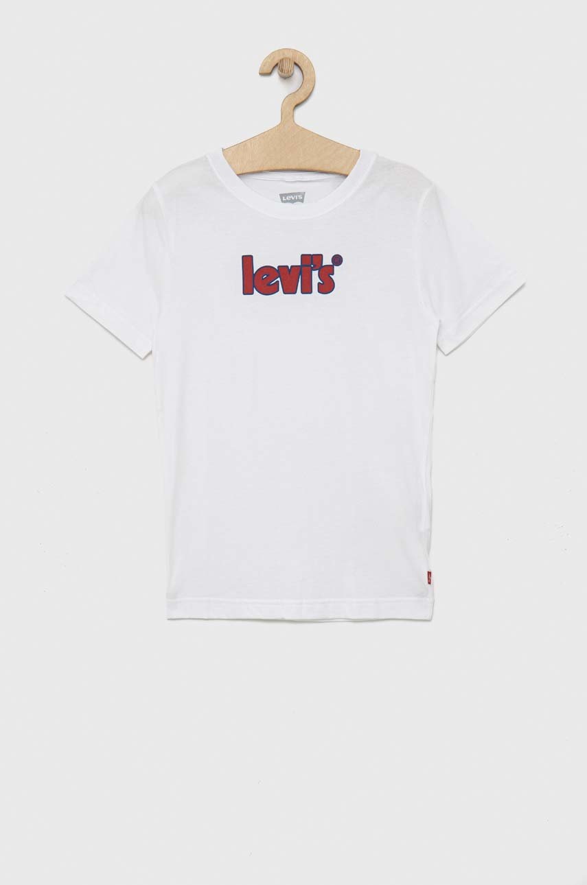 

Детска памучна тениска Levi's в бяло с принт, Бял
