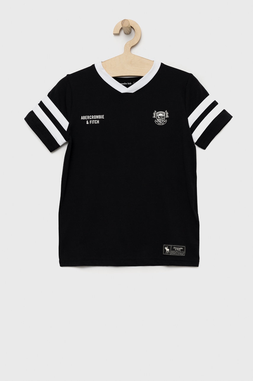 Abercrombie & Fitch tricou copii culoarea negru, cu imprimeu