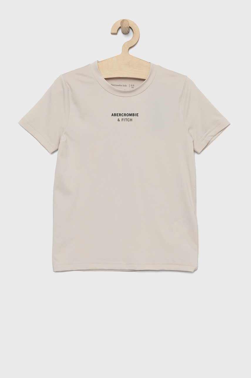 

Детска тениска Abercrombie & Fitch в бежово с принт, Бежов