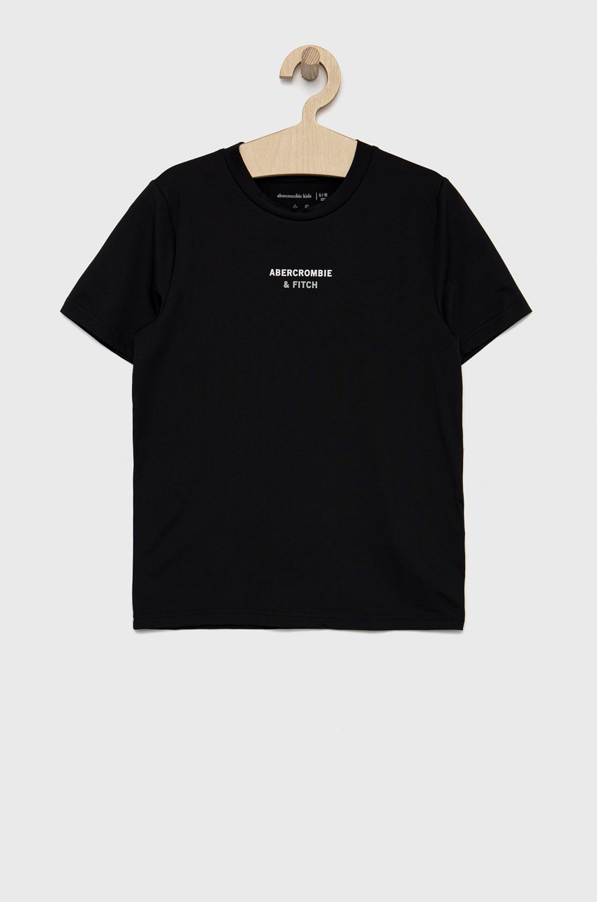 

Детска тениска Abercrombie & Fitch в черно с принт, Черен
