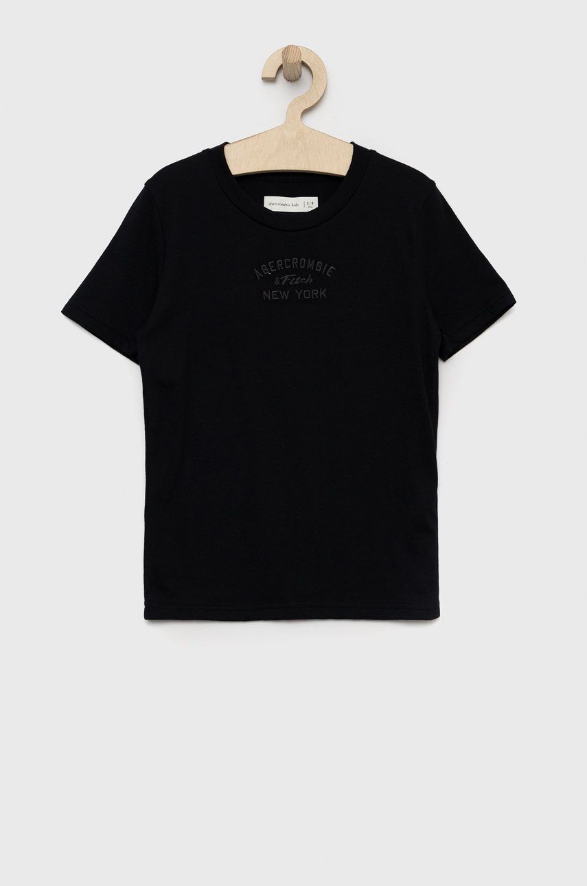 Abercrombie & Fitch tricou copii culoarea negru, cu imprimeu