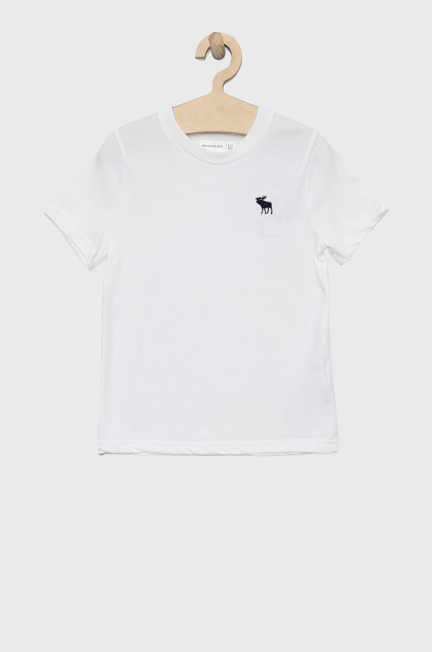 Abercrombie & Fitch tricou copii culoarea alb, cu imprimeu