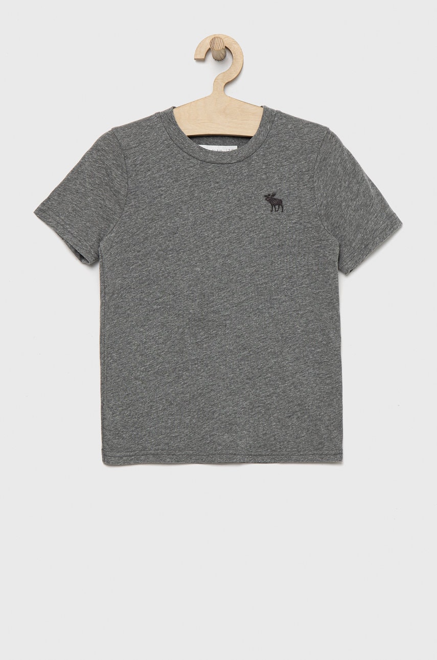 Abercrombie & Fitch tricou copii culoarea gri, cu imprimeu