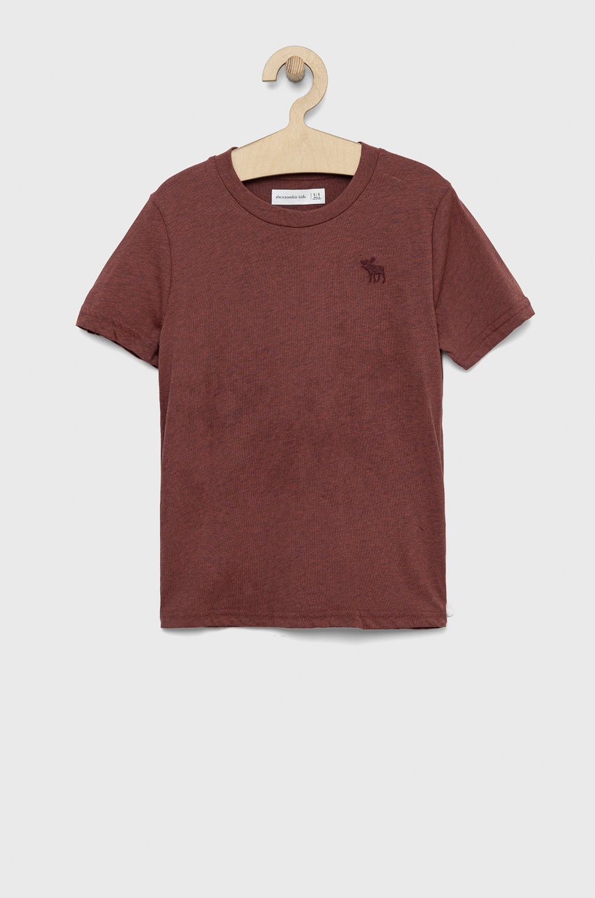 Abercrombie & Fitch tricou copii culoarea bordo, neted