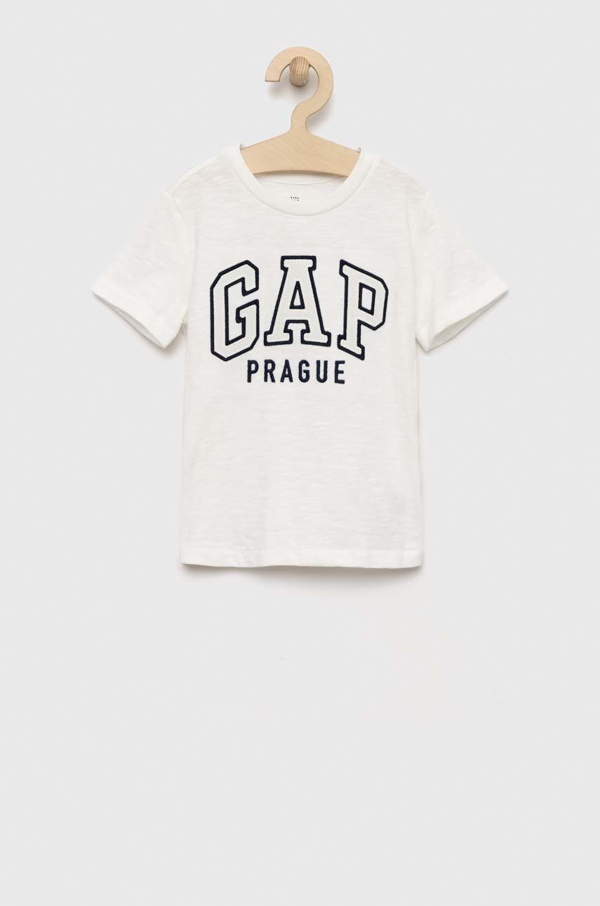 GAP t-shirt bawełniany dziecięcy kolor biały z aplikacją