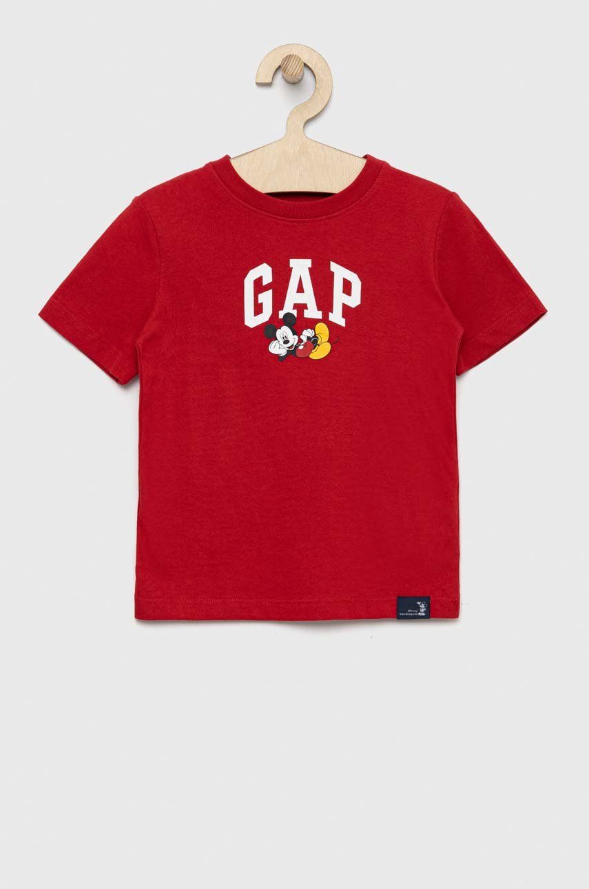 Dětské bavlněné tričko GAP X Disney červená barva, s potiskem - červená -  100% Bavlna
