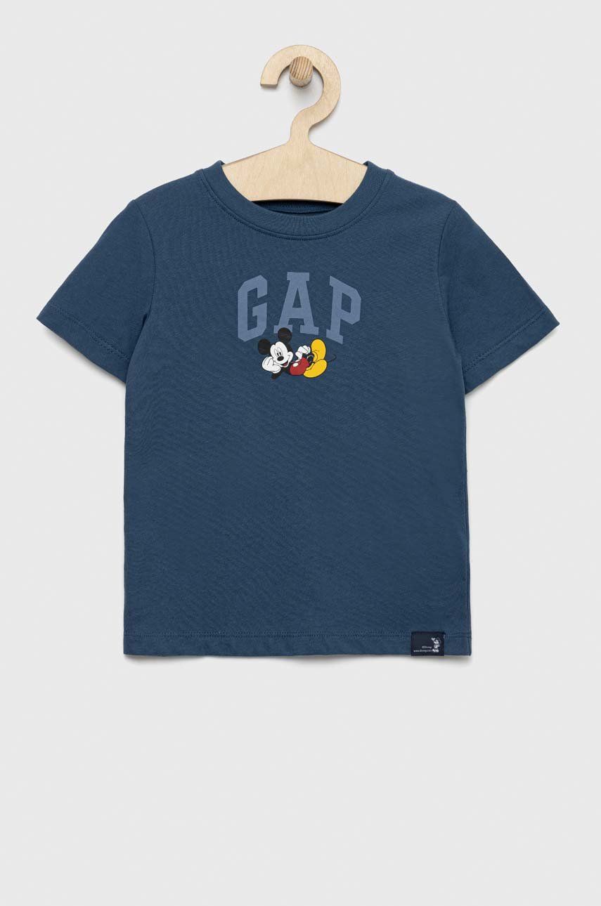 Dětské bavlněné tričko GAP X Disney s potiskem - modrá -  100% Bavlna