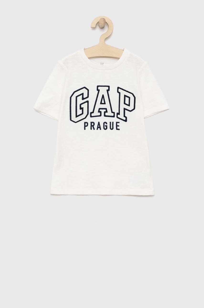 GAP tricou de bumbac pentru copii culoarea alb, cu imprimeu