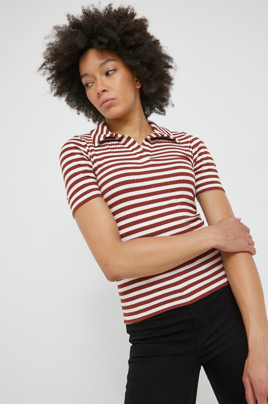 Jdy tricou femei, culoarea alb, cu guler