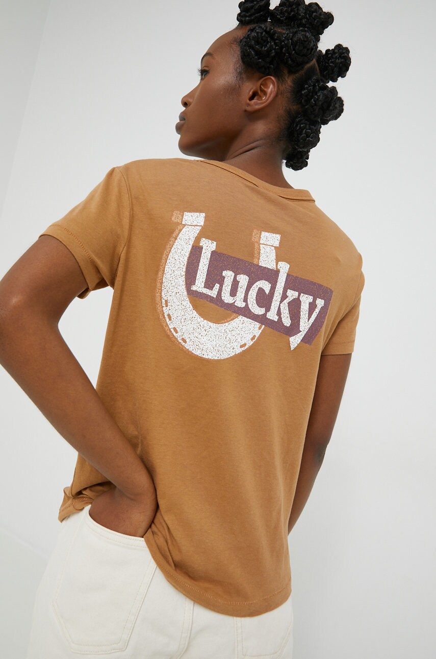 Jdy tricou din bumbac culoarea maro