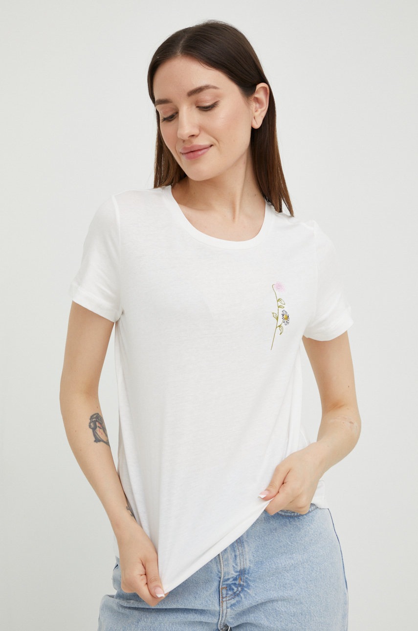 

Хлопковая футболка Vero Moda цвет белый