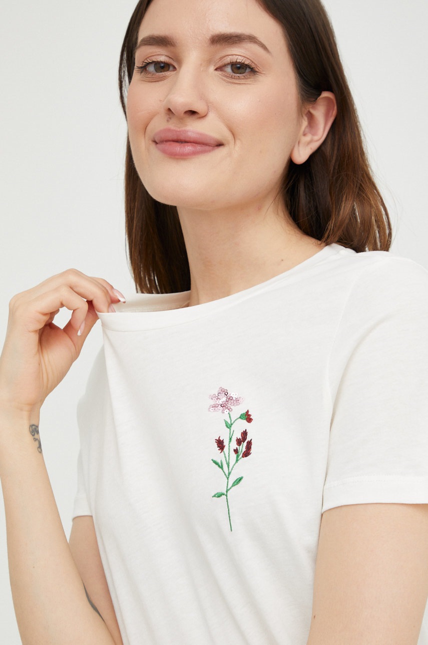 

Памучна тениска Vero Moda в бежово, Бежов