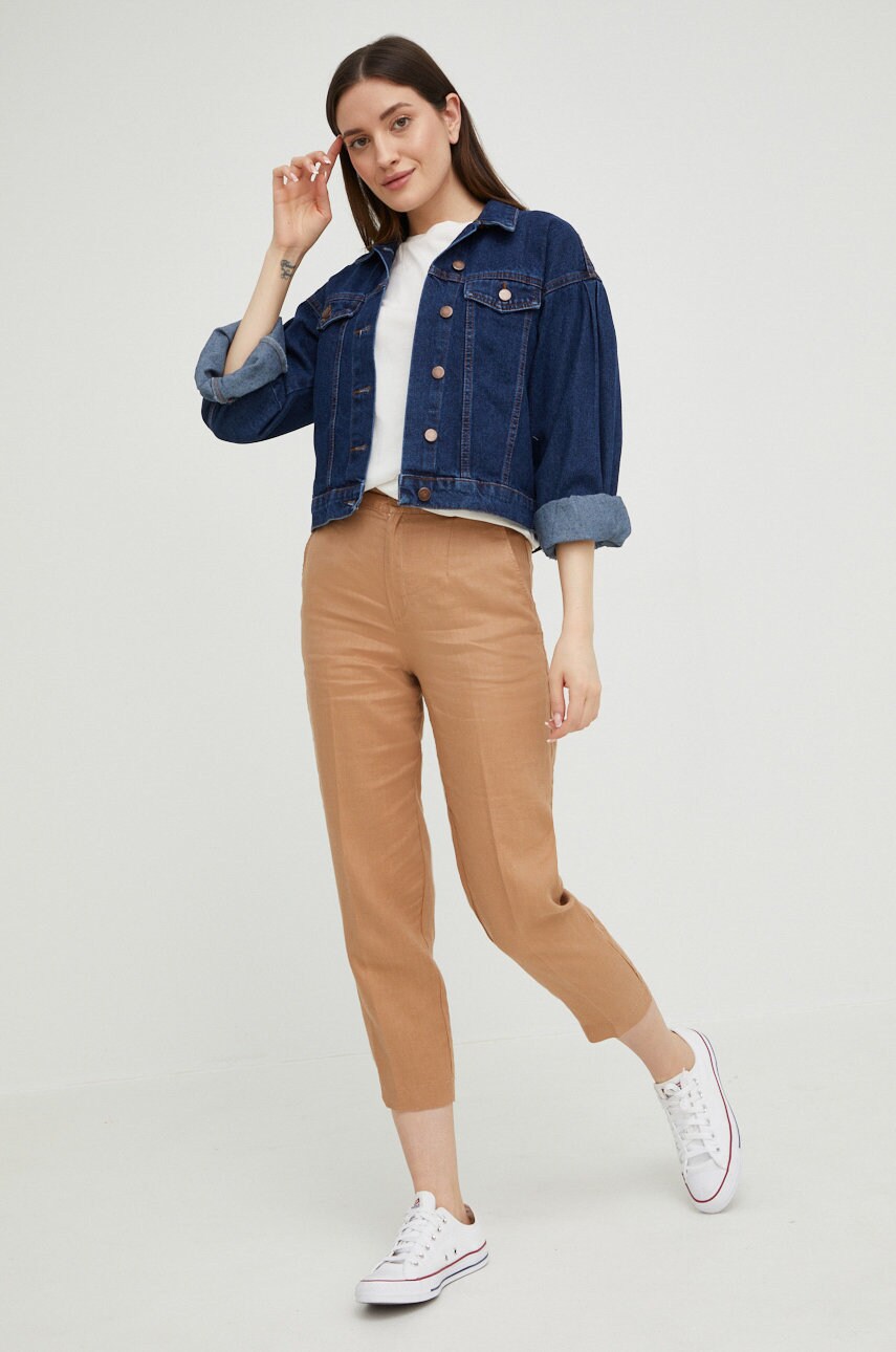 

Хлопковая футболка Vero Moda цвет бежевый