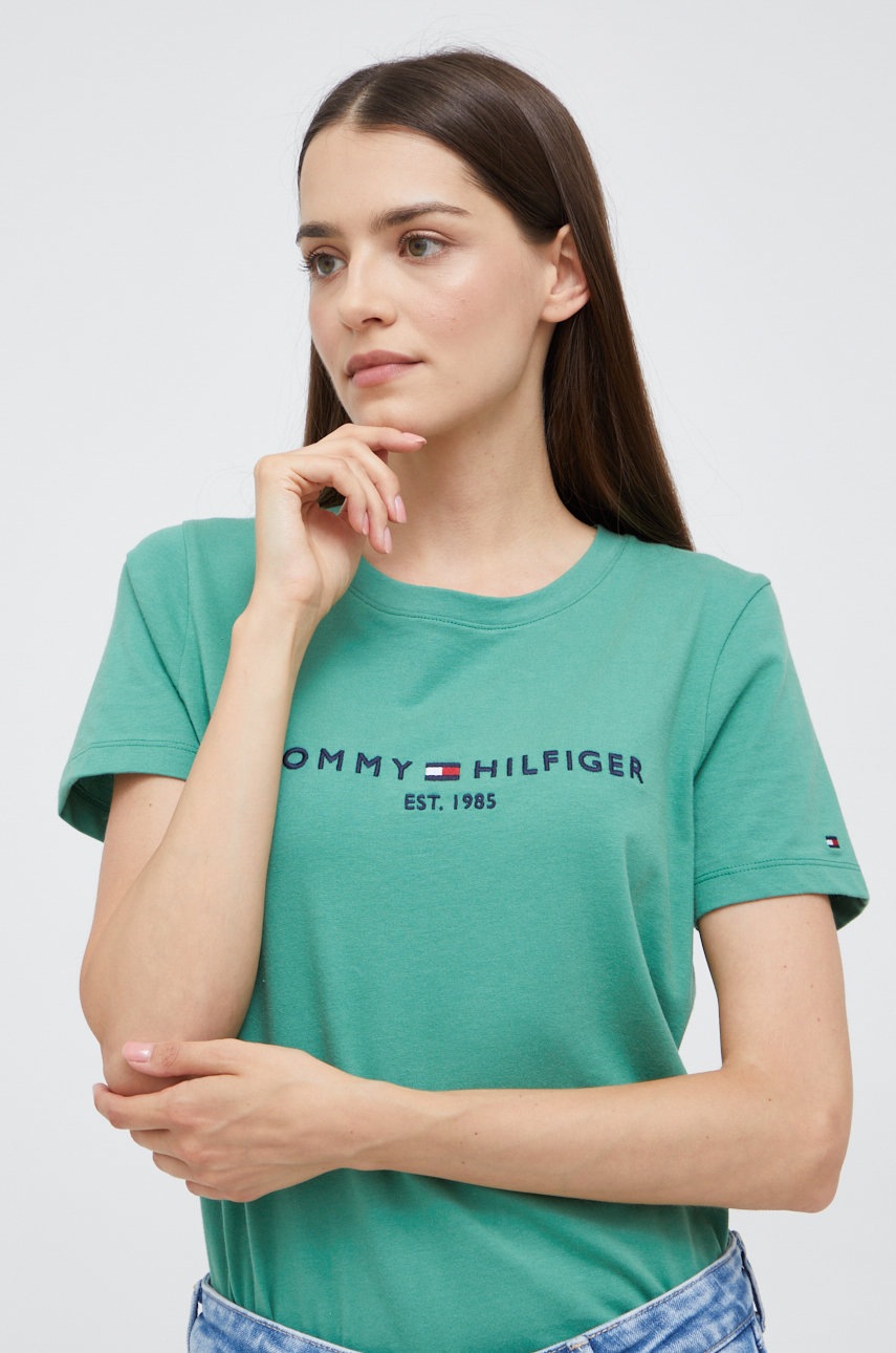 

Хлопковая футболка Tommy Hilfiger цвет зелёный