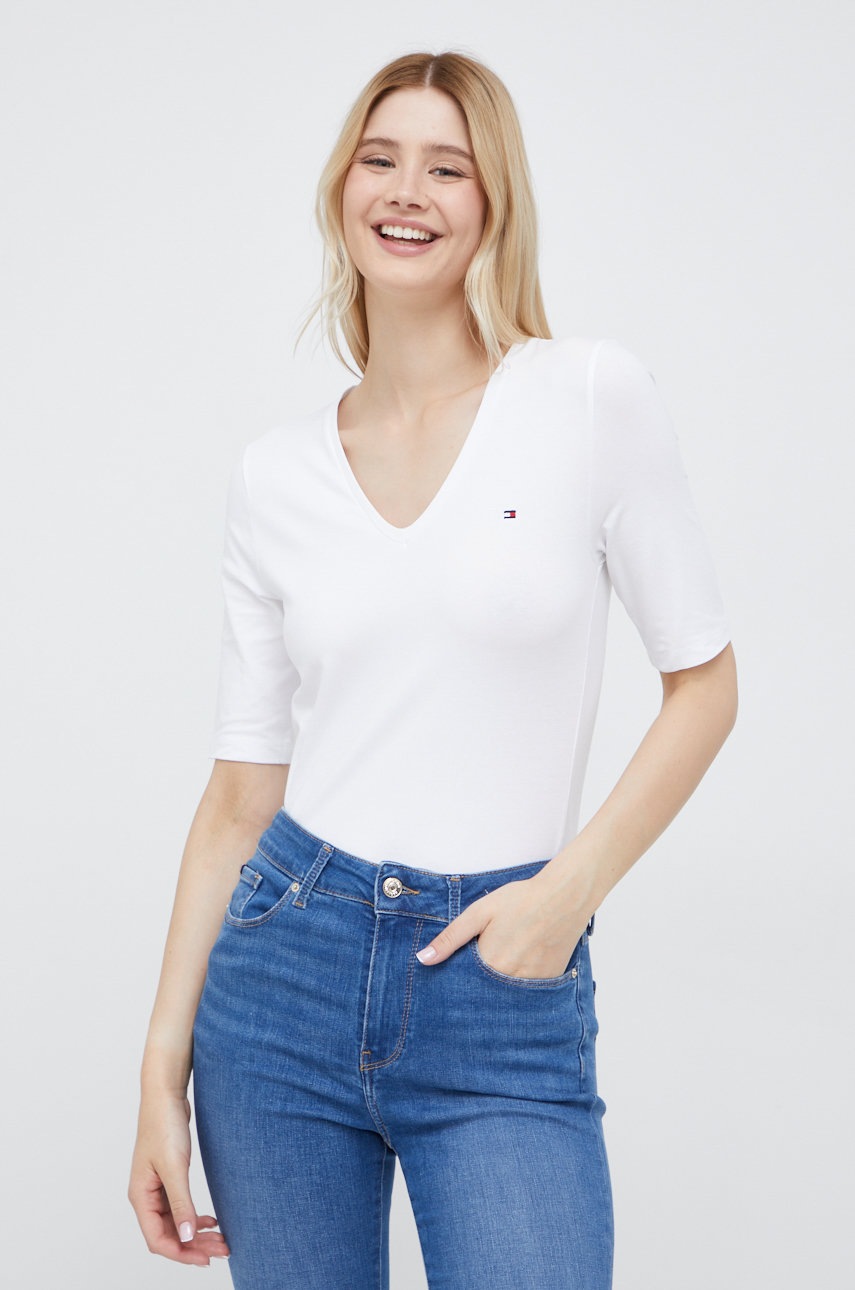 

Тениска Tommy Hilfiger в бяло, Бял
