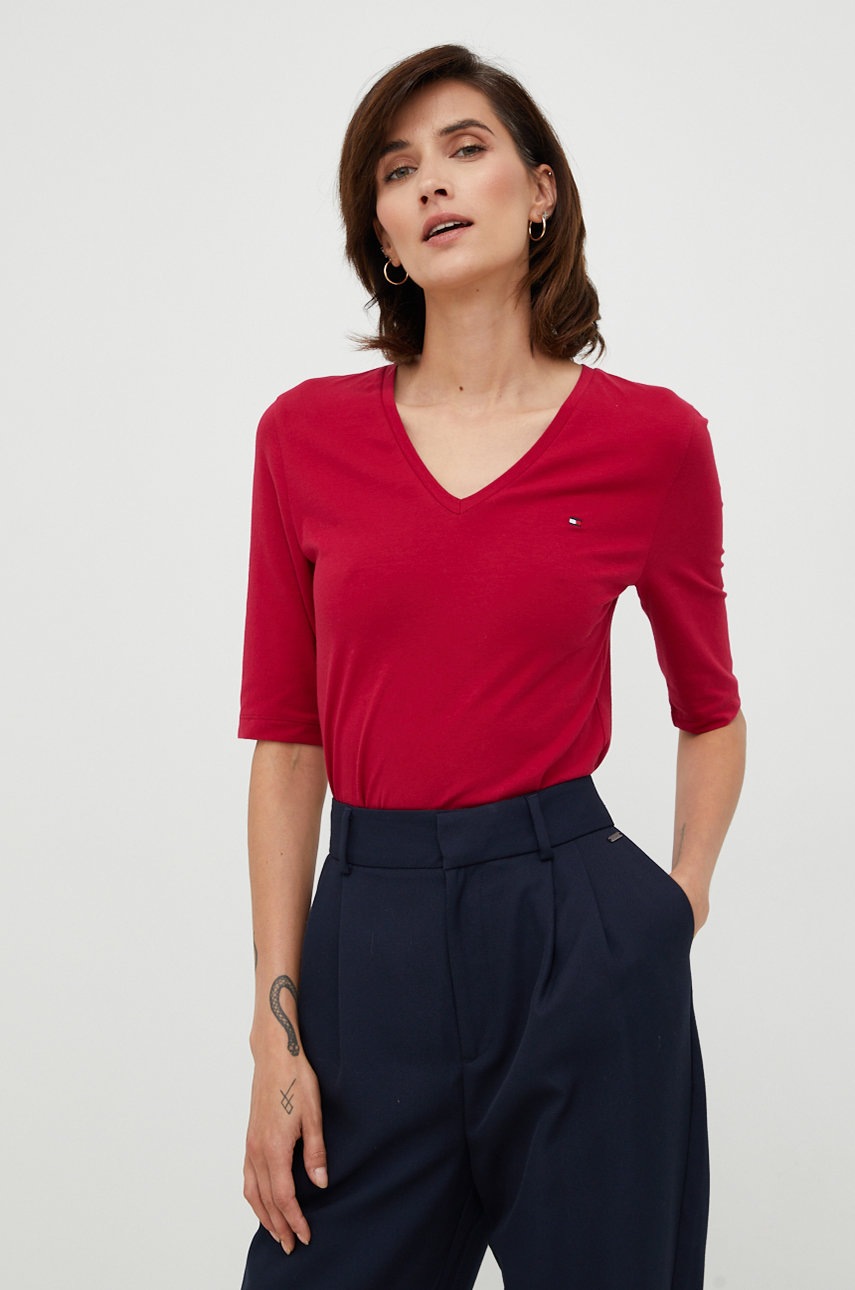 

Тениска Tommy Hilfiger в червено, Розов
