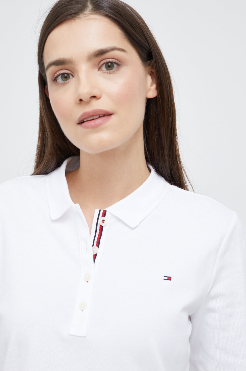 

Тениска с яка Tommy Hilfiger в бяло с яка тип peter pan, Бял
