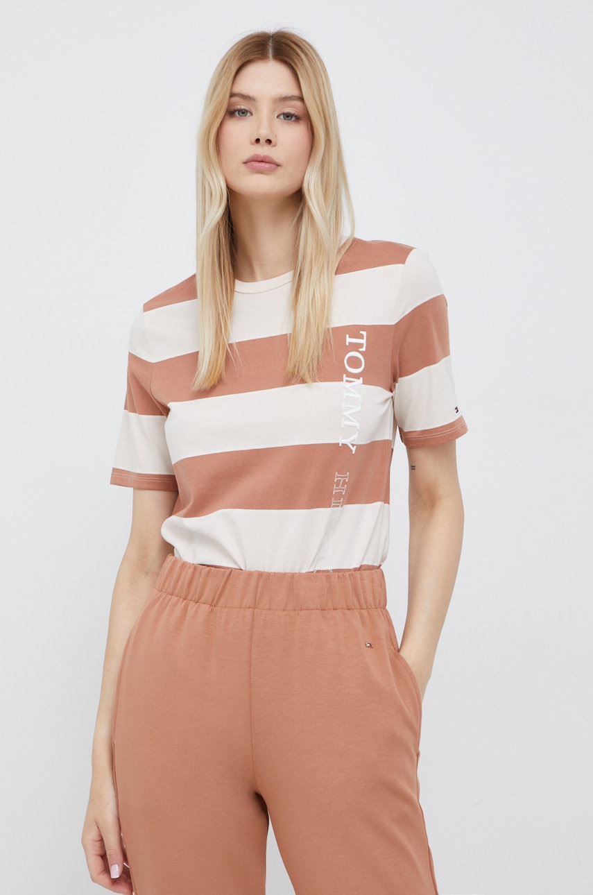 

Памучна тениска Tommy Hilfiger в бежово, Бежов