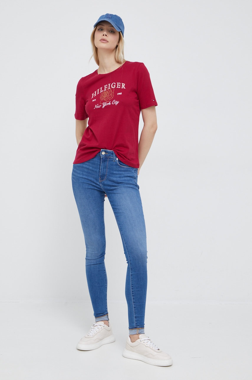 

Бавовняна футболка Tommy Hilfiger колір рожевий