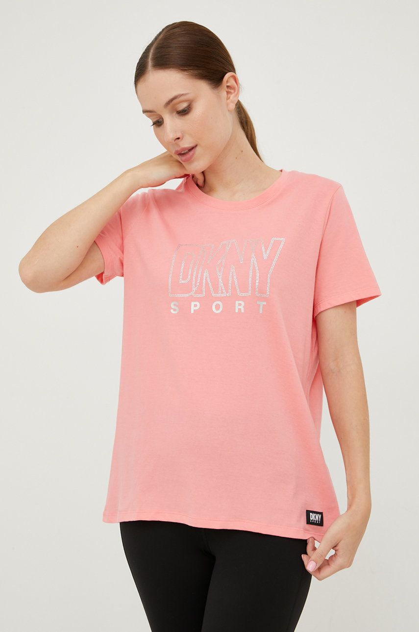 Dkny t-shirt bawełniany DP2T8865 kolor różowy