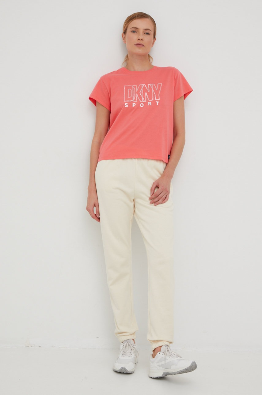 

Бавовняна футболка Dkny колір рожевий