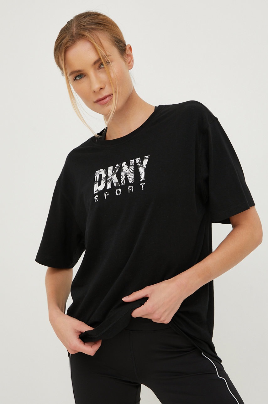 

Памучна тениска Dkny в черно, Черен