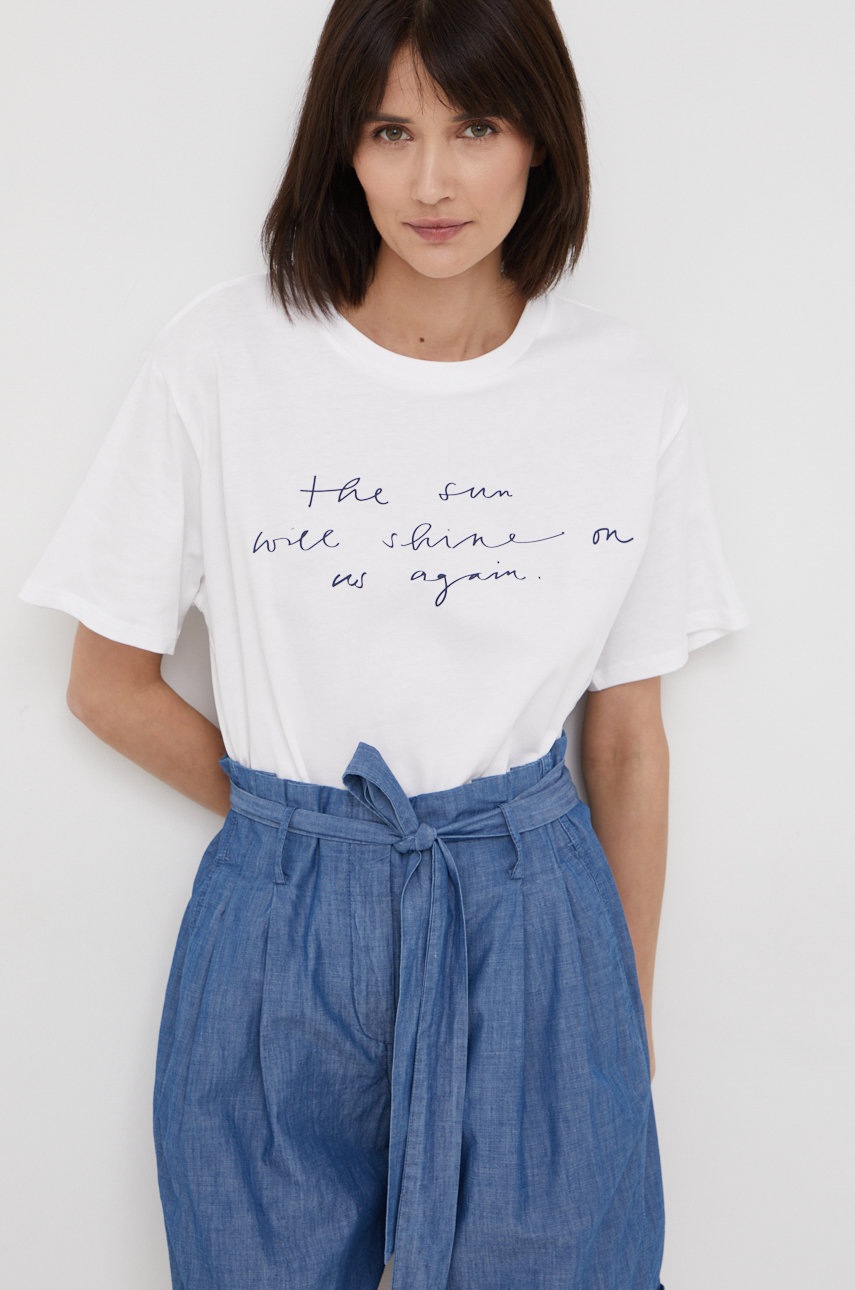 

Памучна тениска Marc O'Polo Denim в бяло, Бял