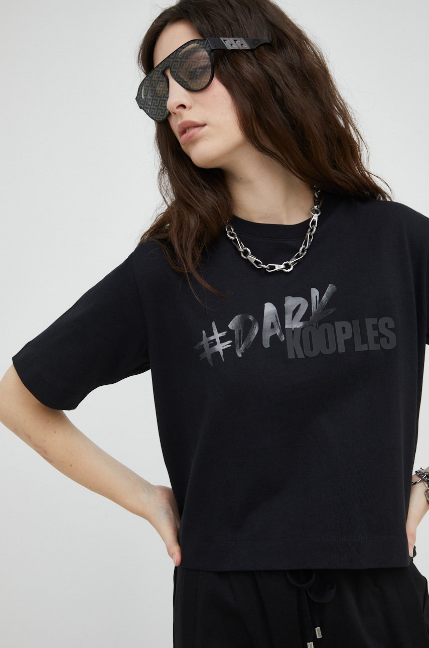 The Kooples tricou din bumbac culoarea negru