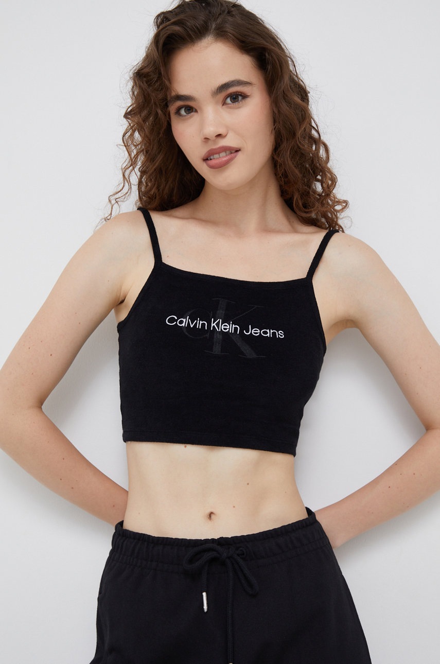 

Топ Calvin Klein Jeans дамски в черно, Черен