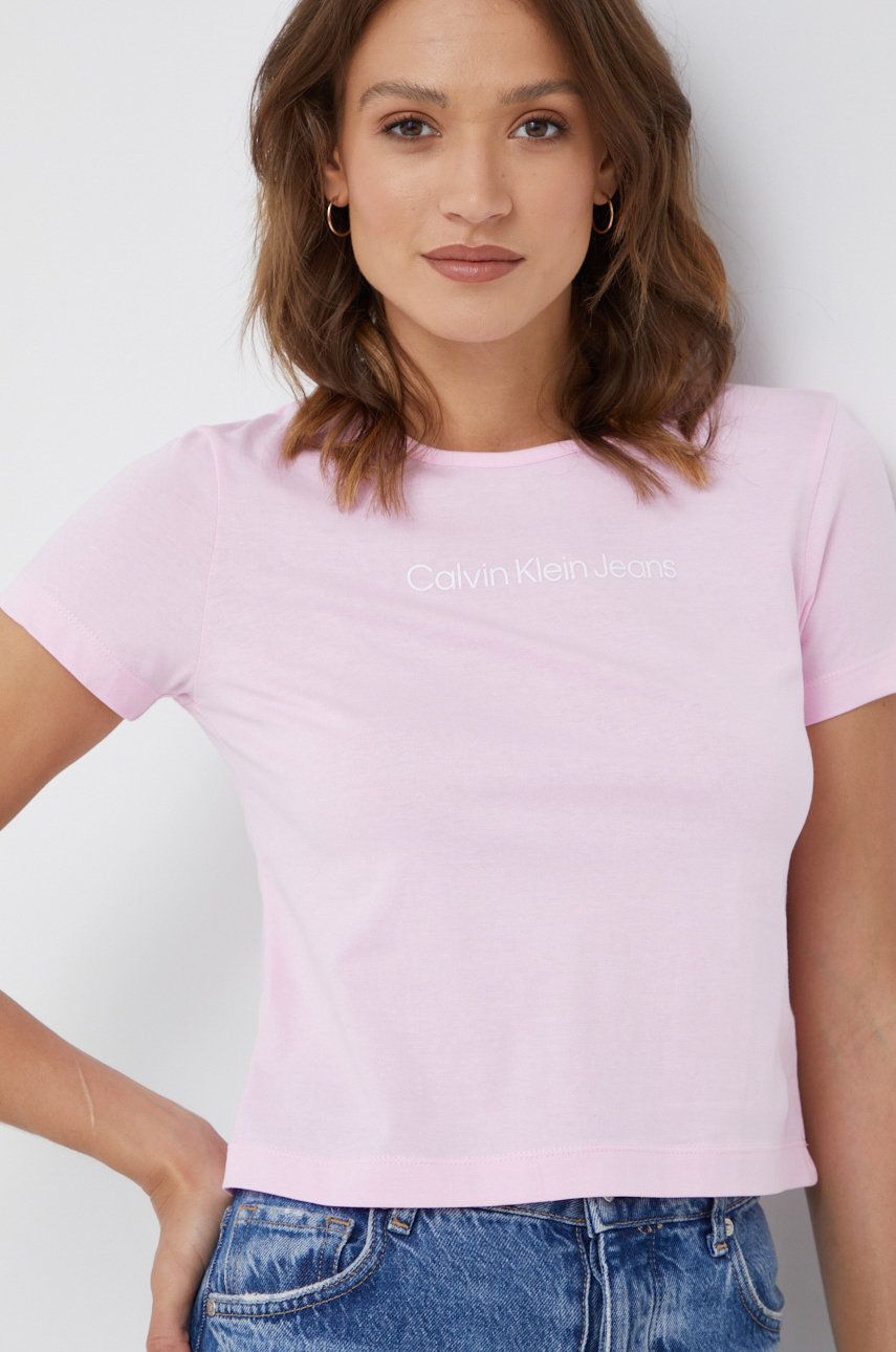Calvin Klein Jeans t-shirt bawełniany J20J219003.9BYY kolor różowy
