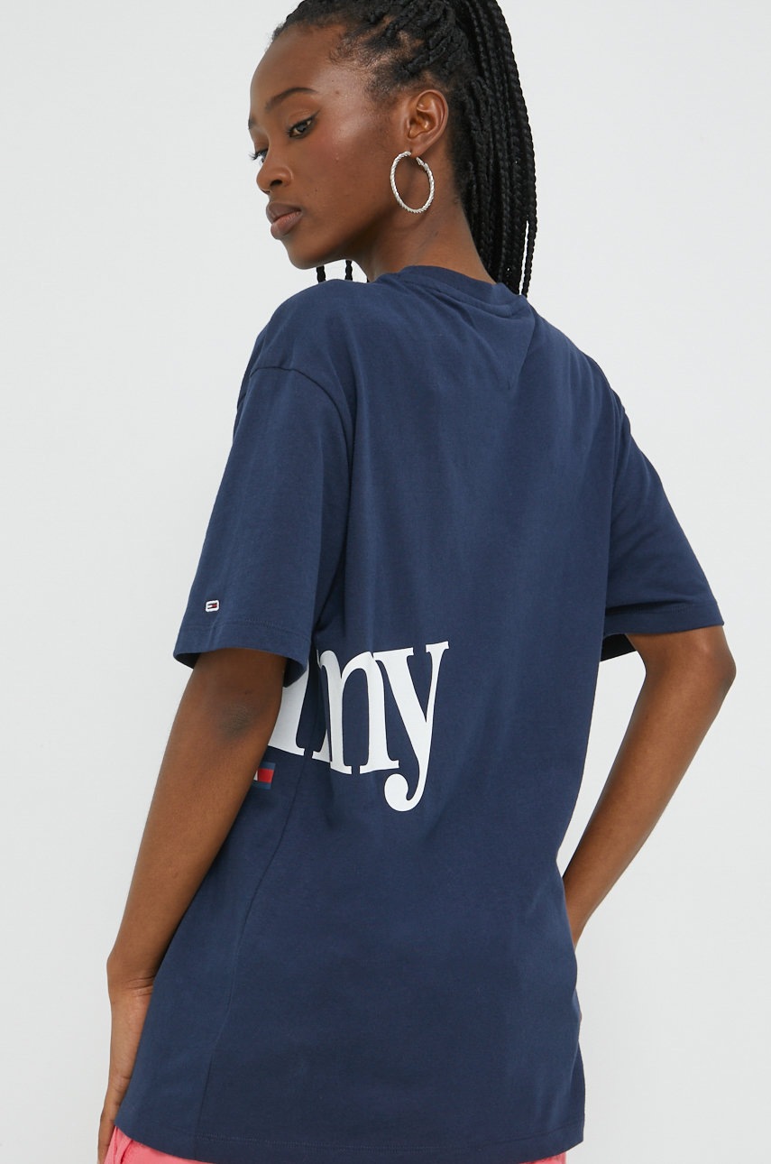 

Памучна тениска Tommy Jeans в тъмносиньо, Тъмносин