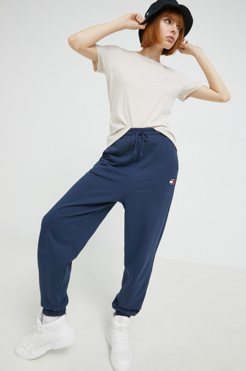 

Бавовняна футболка Tommy Jeans колір бежевий
