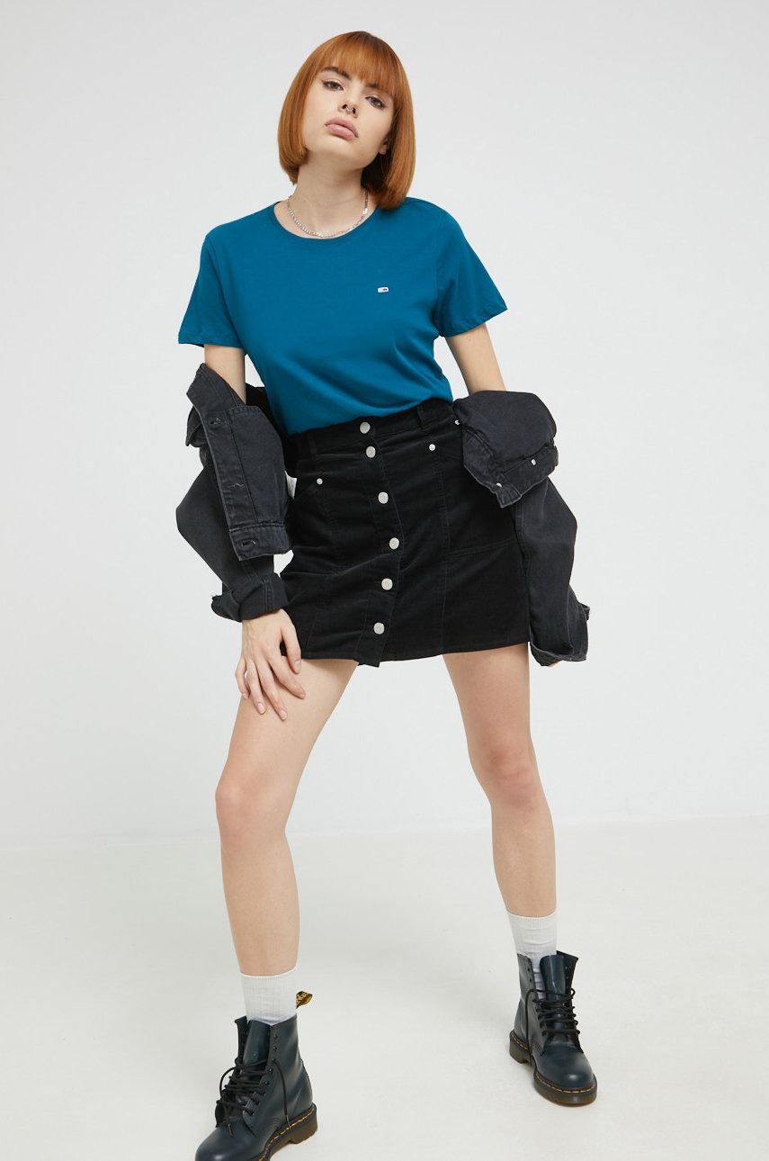 

Хлопковая футболка Tommy Jeans цвет бирюзовый