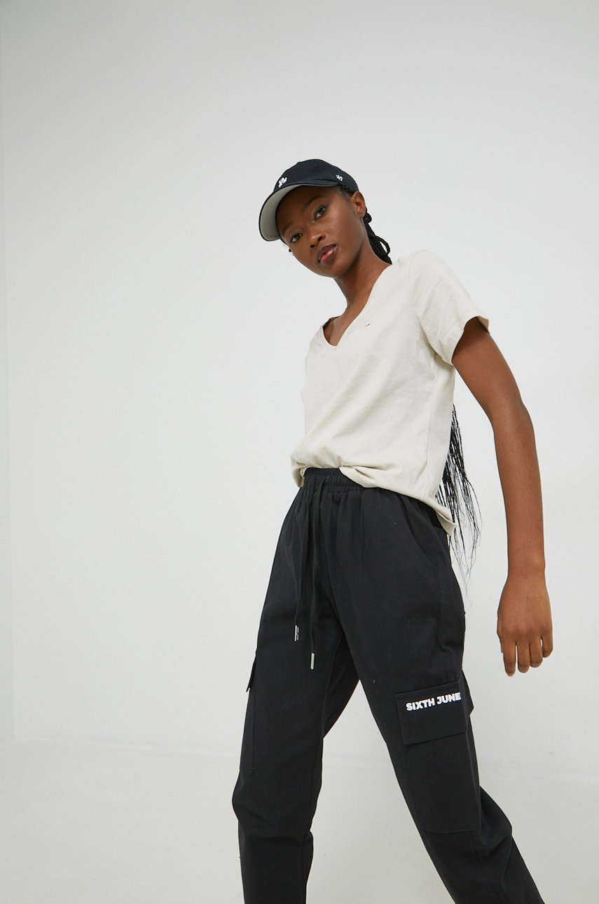 

Хлопковая футболка Tommy Jeans цвет серый