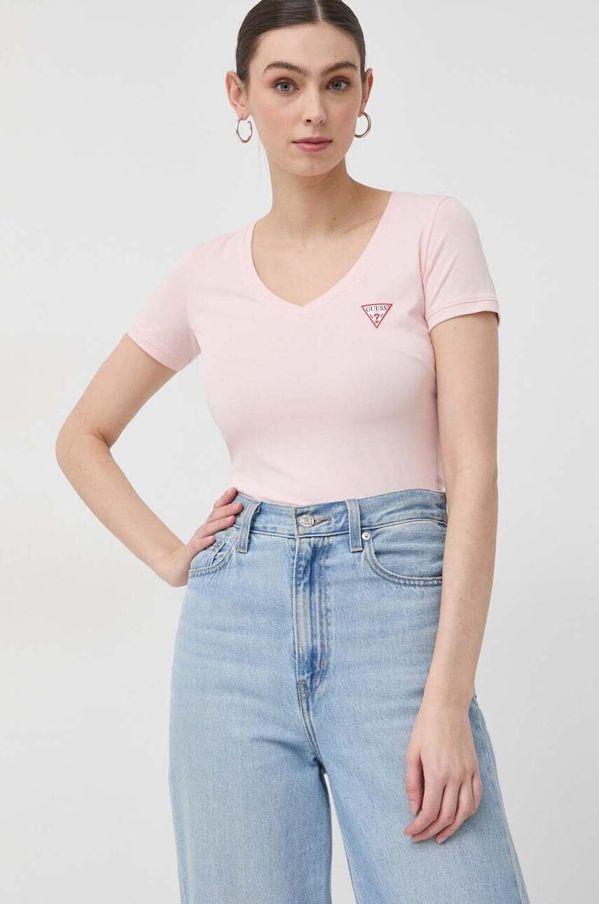

Футболка Guess жіночий колір рожевий
