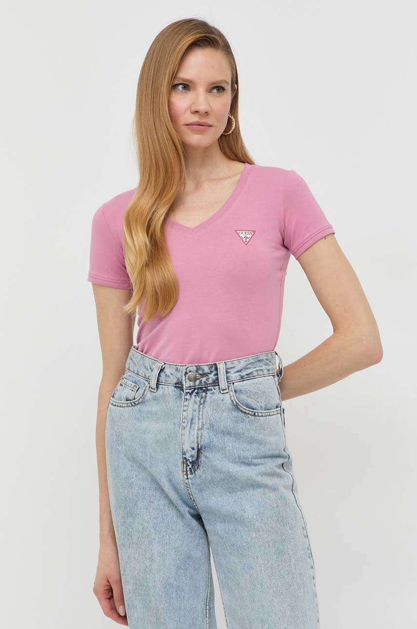 

Тениска Guess в розово, Розов
