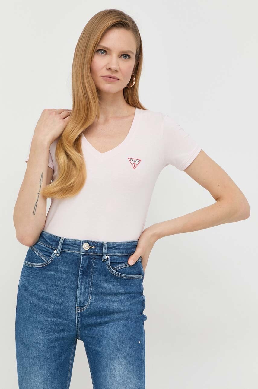 

Футболка Guess жіночий колір рожевий