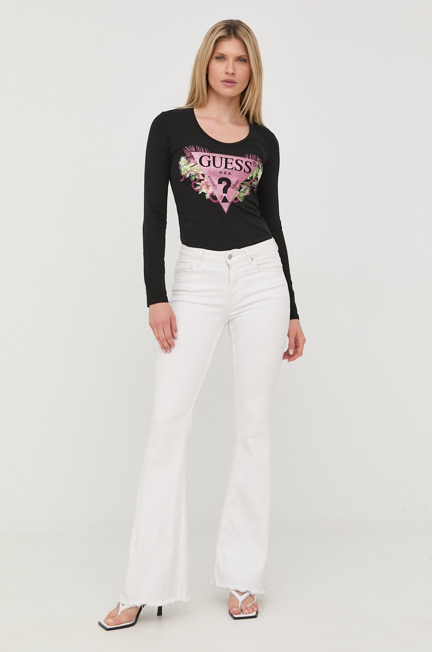 

Лонгслив Guess женский цвет чёрный