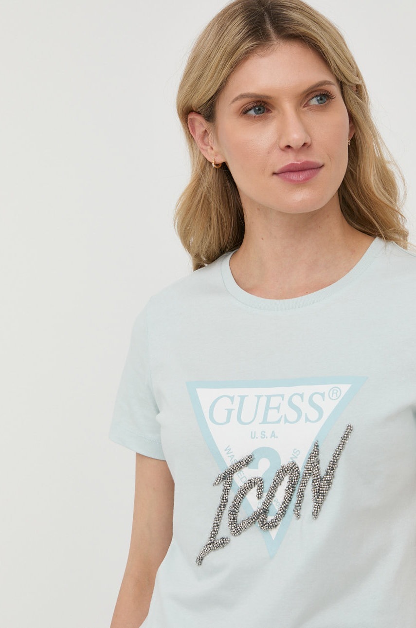 

Памучна тениска Guess, Син