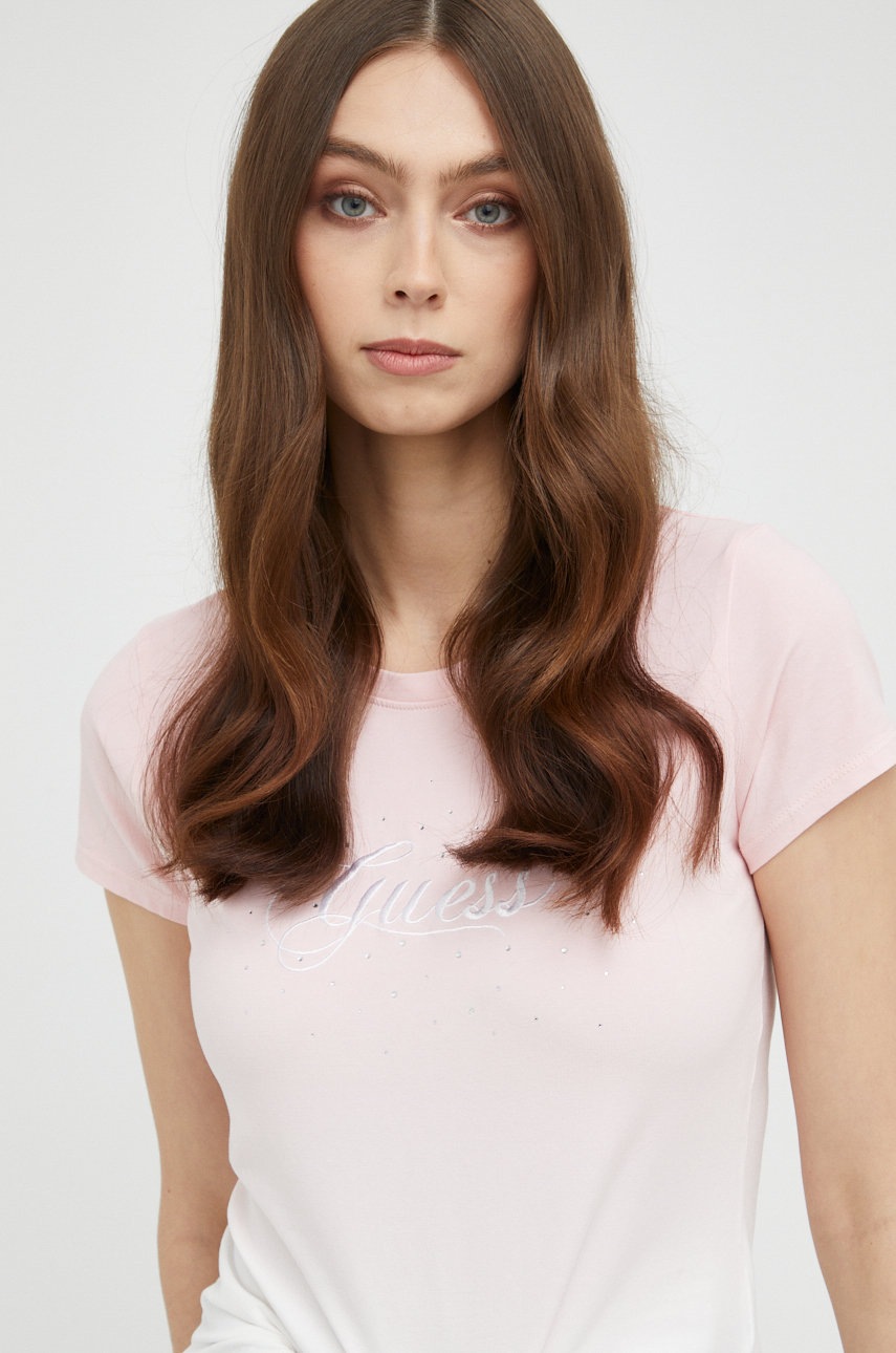 

Тениска Guess в розово, Розов